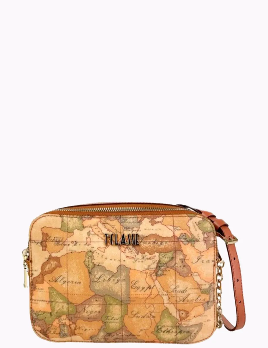 Outlet Scalia Group Alviero Martini Prima Classe Geo Collection shoulder bag with double zip Naturale