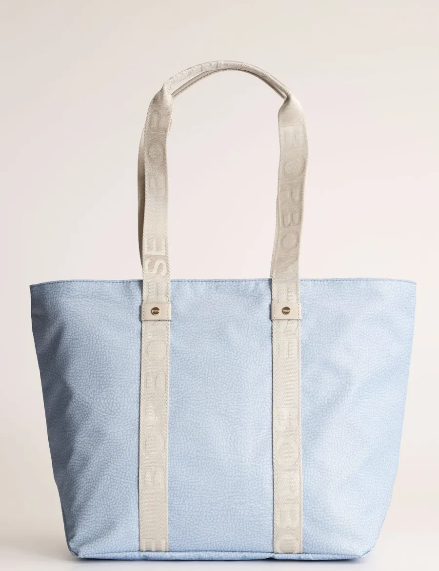 New Scalia Group Borbonese Eco Line OP print shopping bag OPNaturale/Nero
