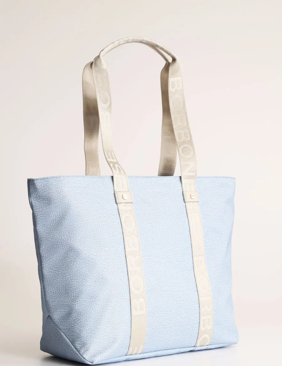 New Scalia Group Borbonese Eco Line OP print shopping bag OPNaturale/Nero