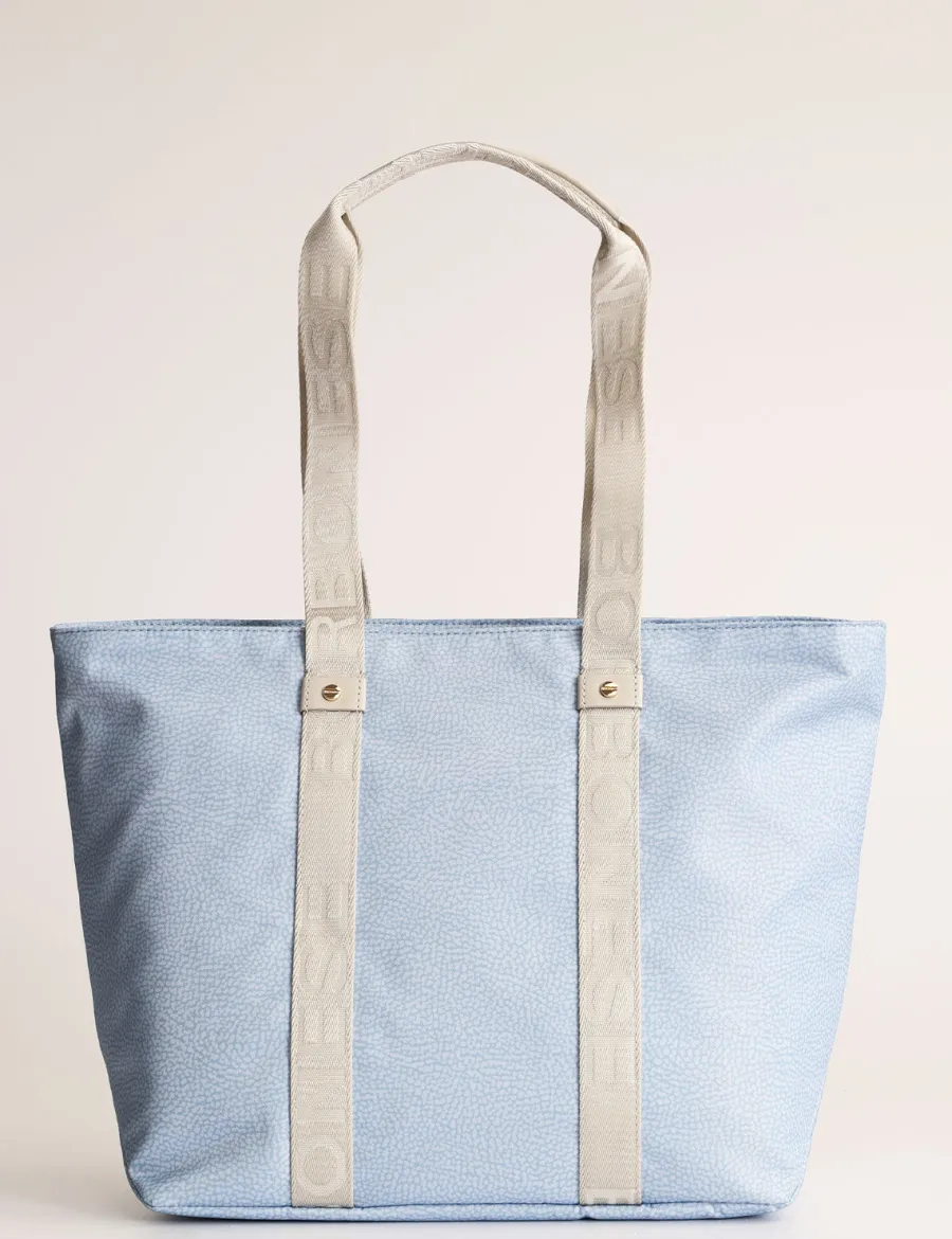 New Scalia Group Borbonese Eco Line OP print shopping bag OPNaturale/Nero