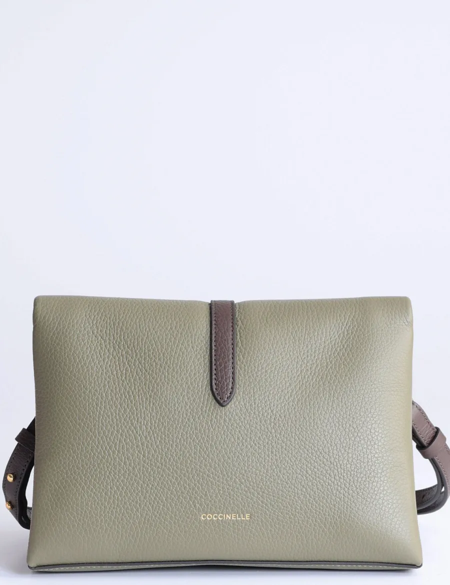 Best Scalia Group Coccinelle Dorian tricolor shoulder bag with flap NOIR/LAMBS/CUIR