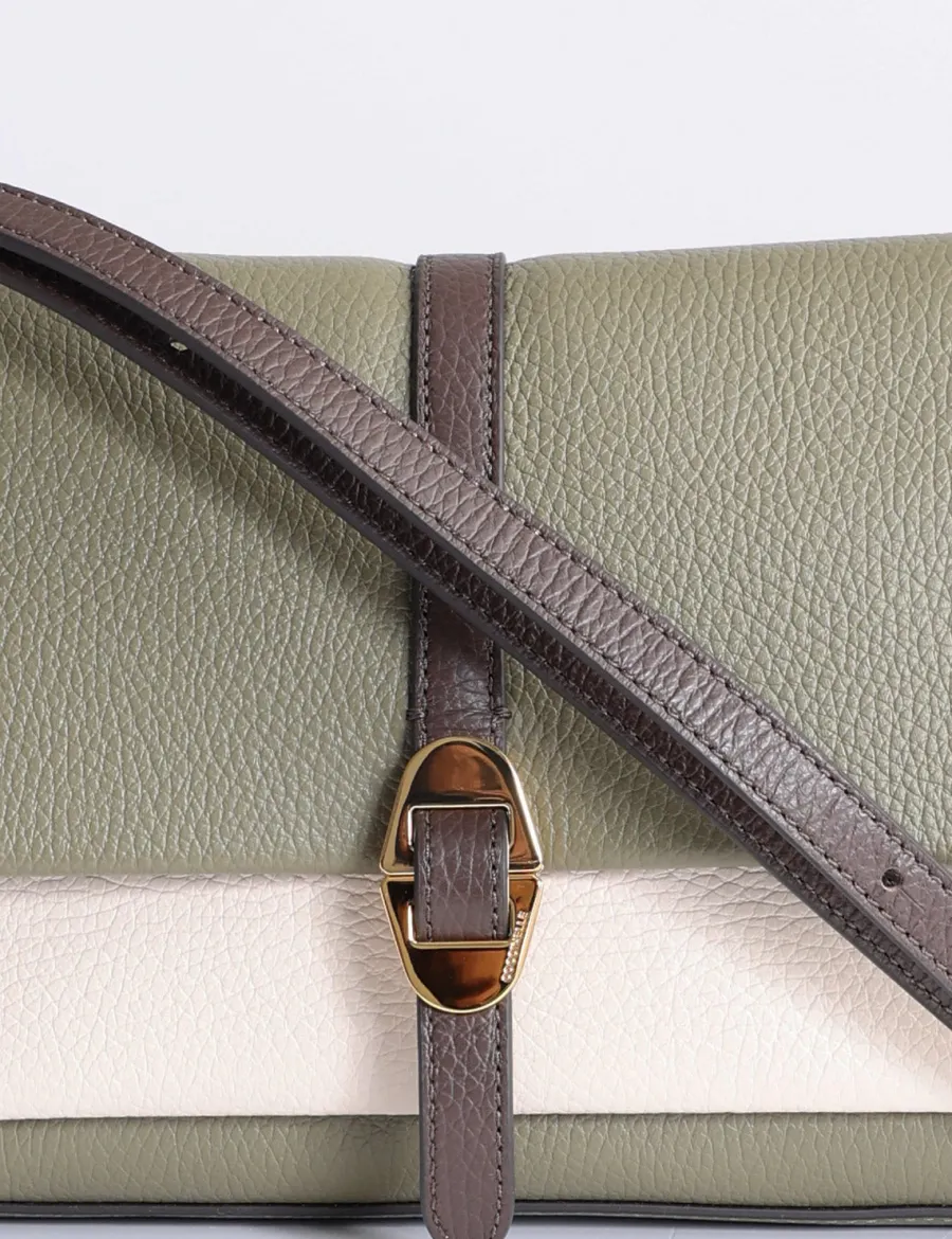 Best Scalia Group Coccinelle Dorian tricolor shoulder bag with flap NOIR/LAMBS/CUIR