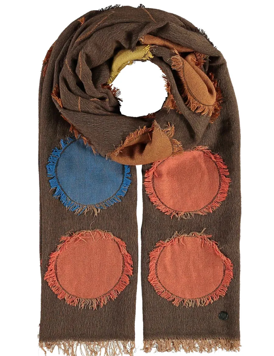 Cheap Scalia Group Fraas Breathe & Release Large Wool Blend Stole with Circles Chocolat