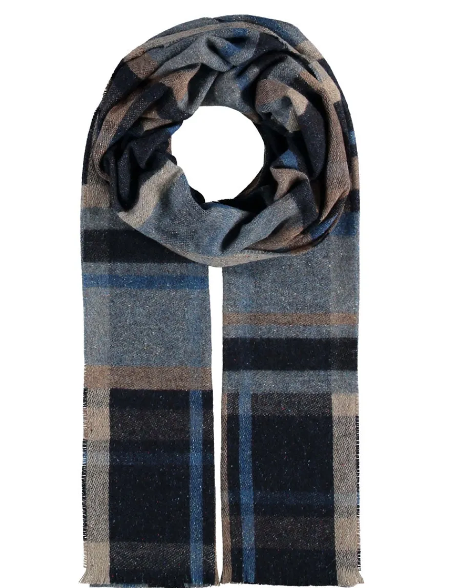 Online Scalia Group Fraas scarf in wool and silk blend with checked pattern navy