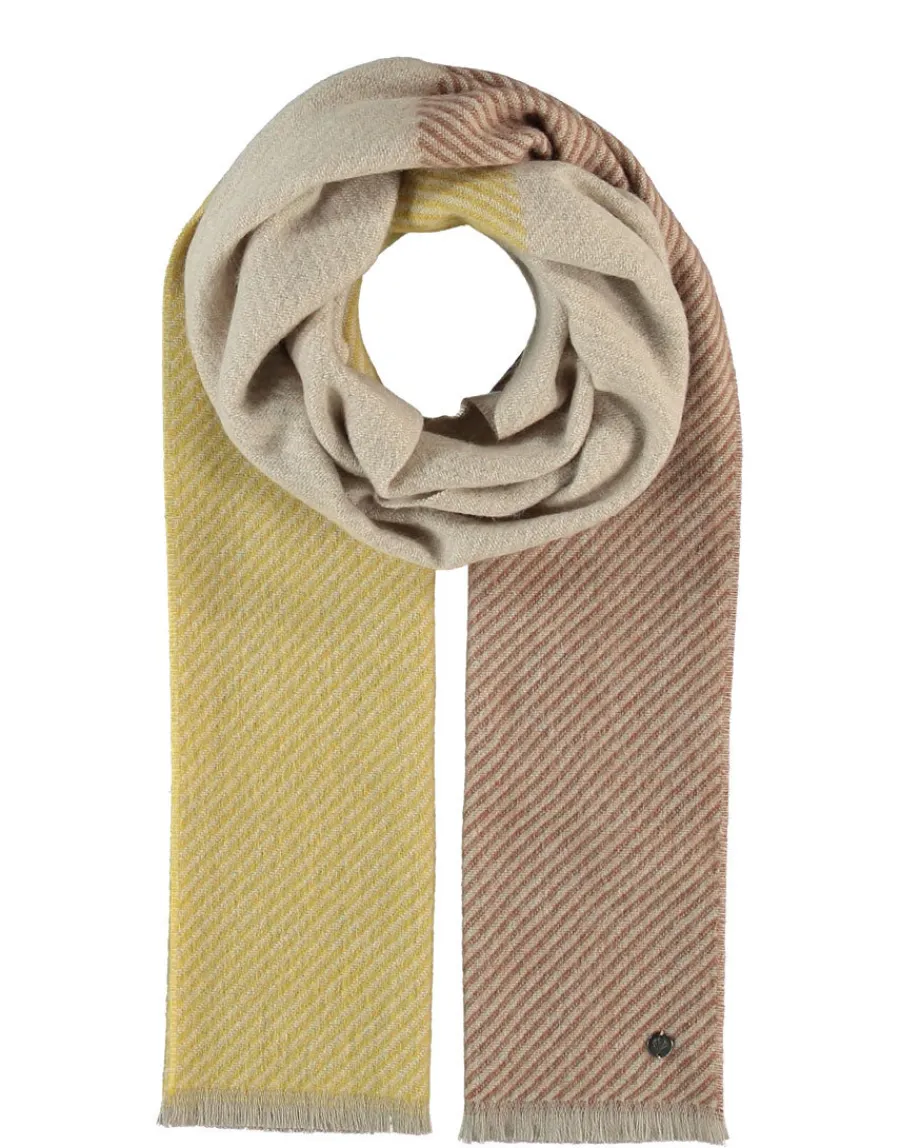 Outlet Scalia Group Fraas Slow Cuisine color block herringbone scarf CremeBrulee