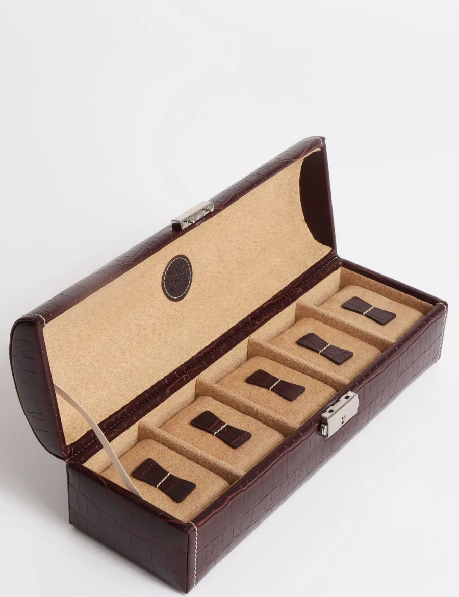 Online Scalia Group Friedrich23 5-place watch box with coconut print Moor's head Brown