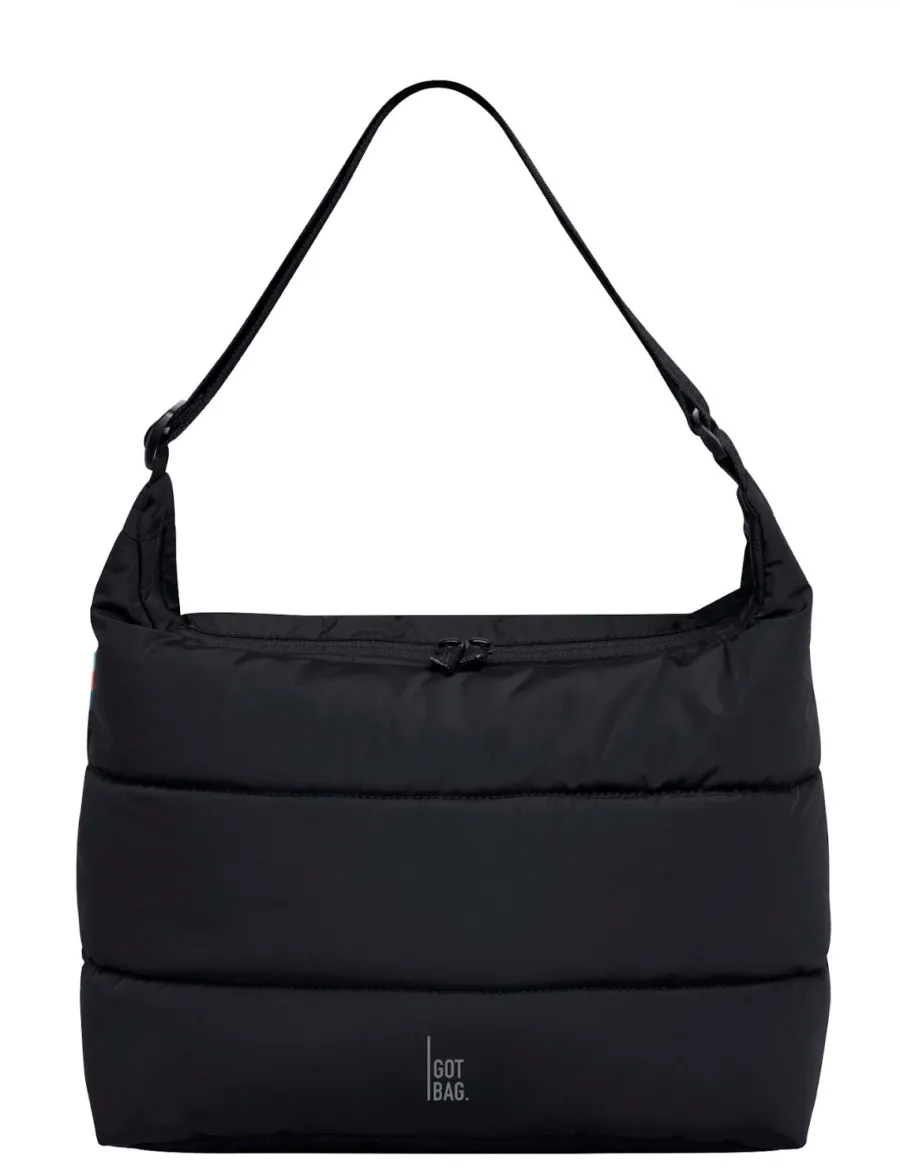 Shop Scalia Group Got Bag Puffer Square Bag Large Monochrome shoulder strap Black