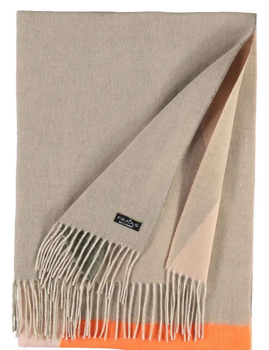 Shop Scalia Group Multicolored Fraas scarf in Cashmink® with fringes Sand