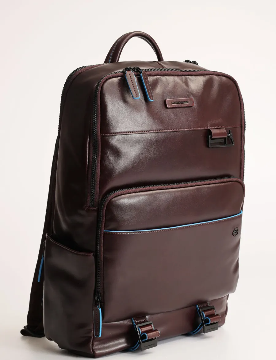 Discount Scalia Group Piquadro Blue Square backpack with two compartments for 15.6'' PC mogano