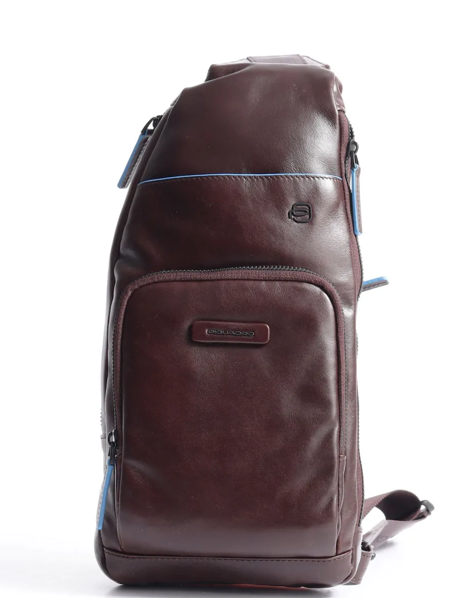 Discount Scalia Group Piquadro Blue Square Revamp Single Shoulder Bag mogano