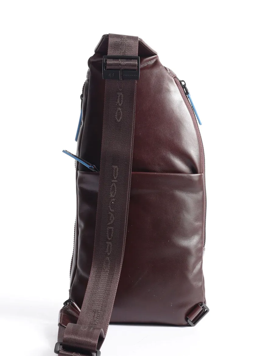 Discount Scalia Group Piquadro Blue Square Revamp Single Shoulder Bag mogano