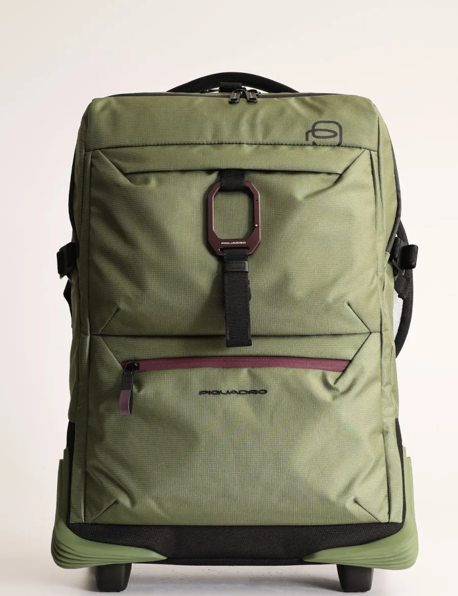 Outlet Scalia Group Piquadro Corner cabin trolley for 17.3" laptop in recycled fabric Verde2