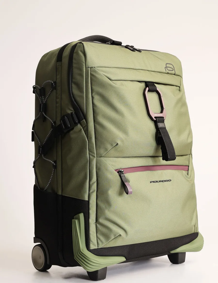 Outlet Scalia Group Piquadro Corner cabin trolley for 17.3" laptop in recycled fabric Verde2