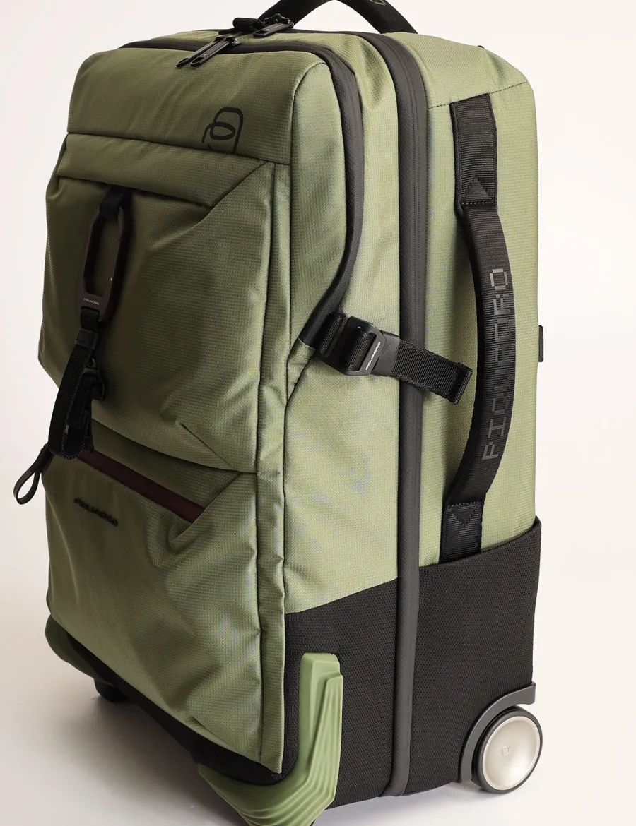Outlet Scalia Group Piquadro Corner cabin trolley for 17.3" laptop in recycled fabric Verde2