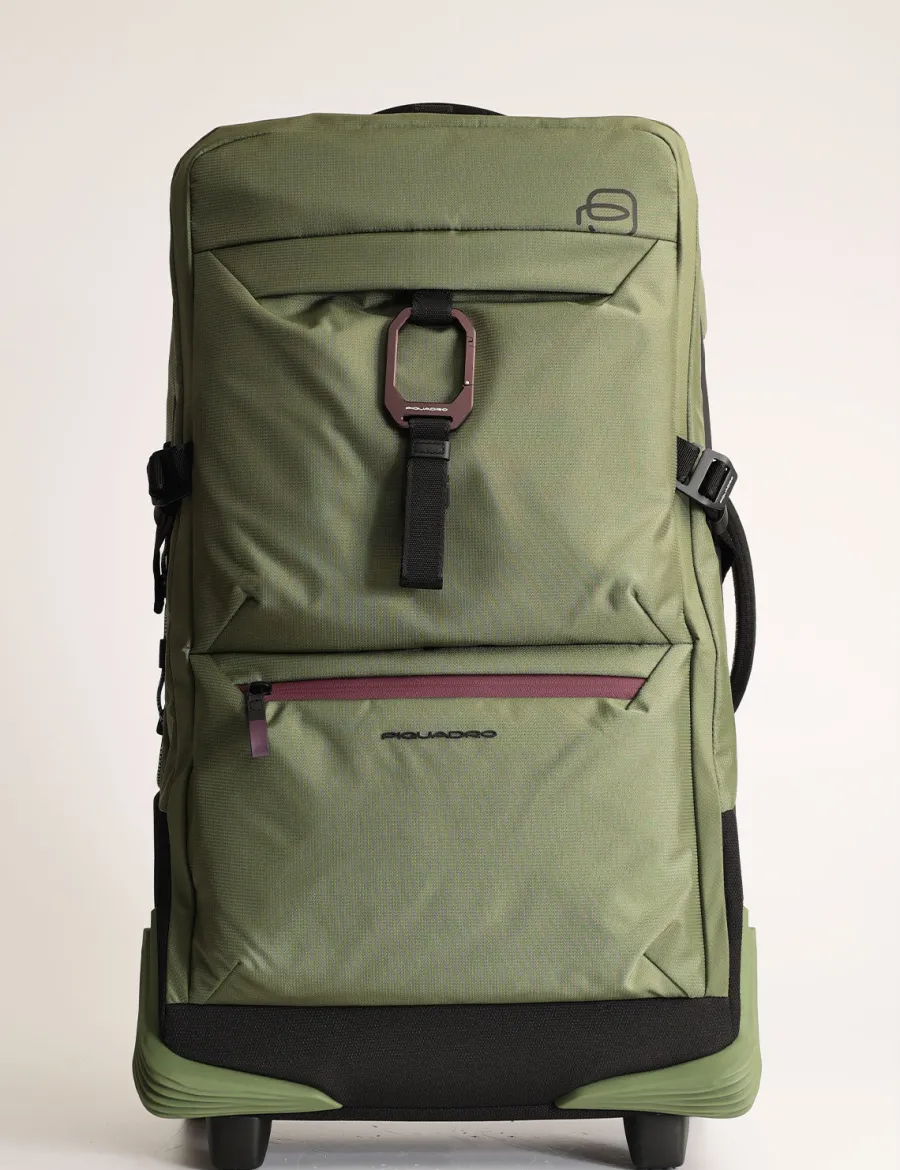 Outlet Scalia Group Piquadro Corner 2-wheel trolley bag in recycled fabric Verde2