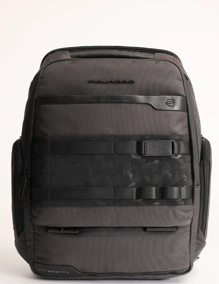 Fashion Scalia Group Piquadro FX modular backpack for 15.6'' laptop in leather and fabric Nero