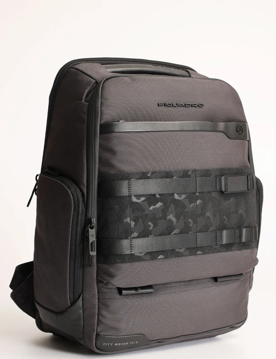 Fashion Scalia Group Piquadro FX modular backpack for 15.6'' laptop in leather and fabric Nero