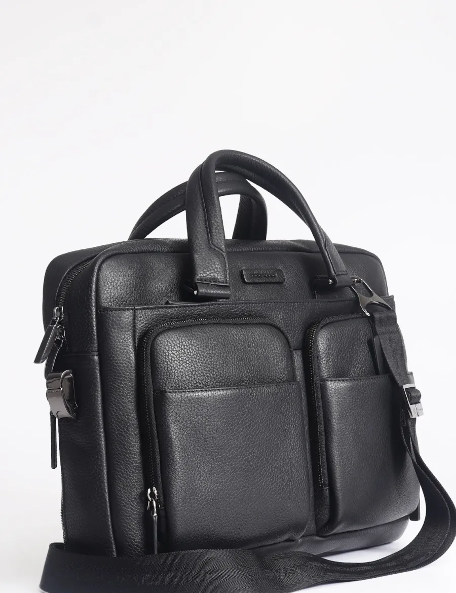 Discount Scalia Group Piquadro Modus Special slim briefcase with two handles and front pockets Nero