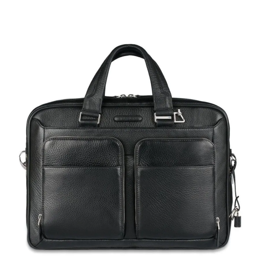 Cheap Scalia Group Piquadro slim briefcase with two handles and front pockets Modus Nero