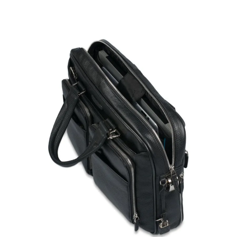 Cheap Scalia Group Piquadro slim briefcase with two handles and front pockets Modus Nero