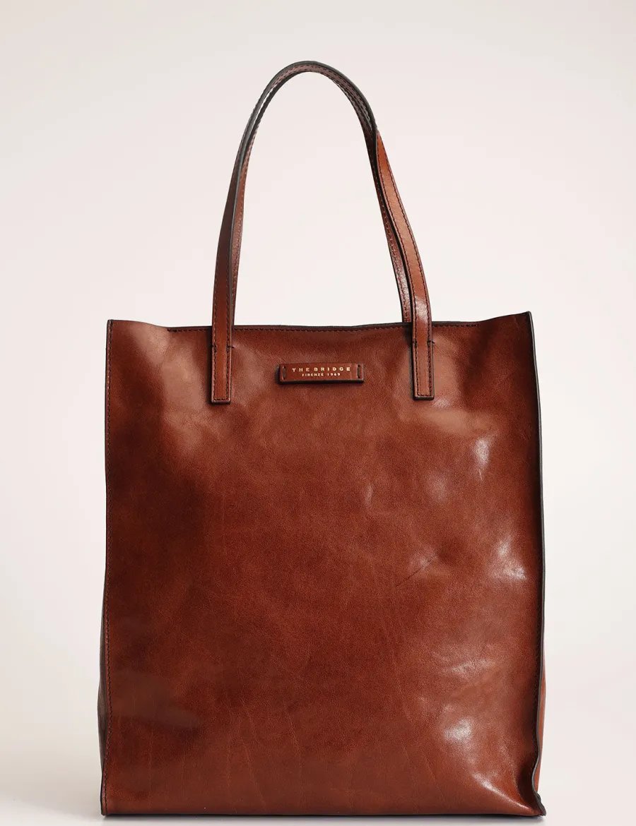 Discount Scalia Group The Bridge Mirra vertical shopper with zip closure Cuoio