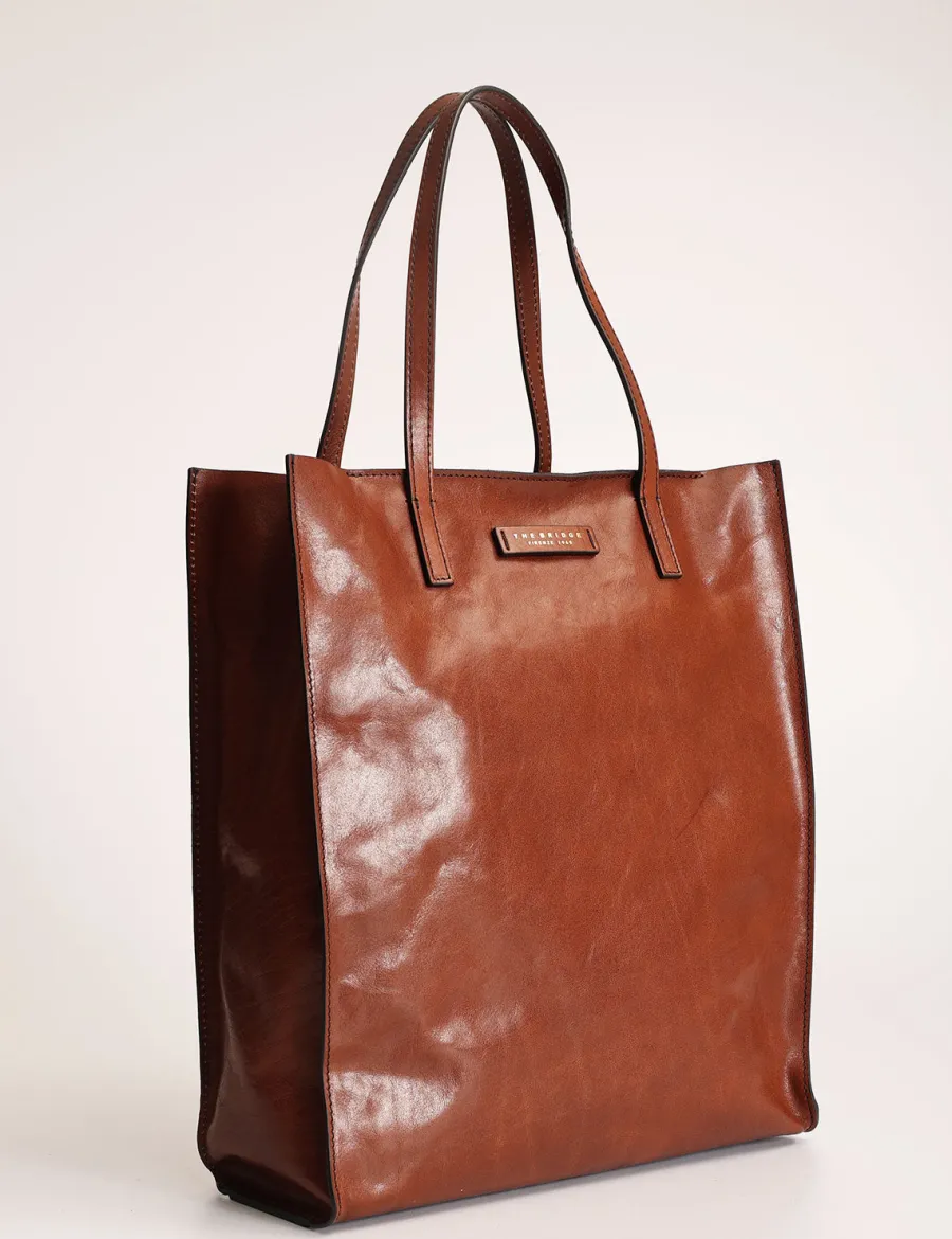 Discount Scalia Group The Bridge Mirra vertical shopper with zip closure Cuoio