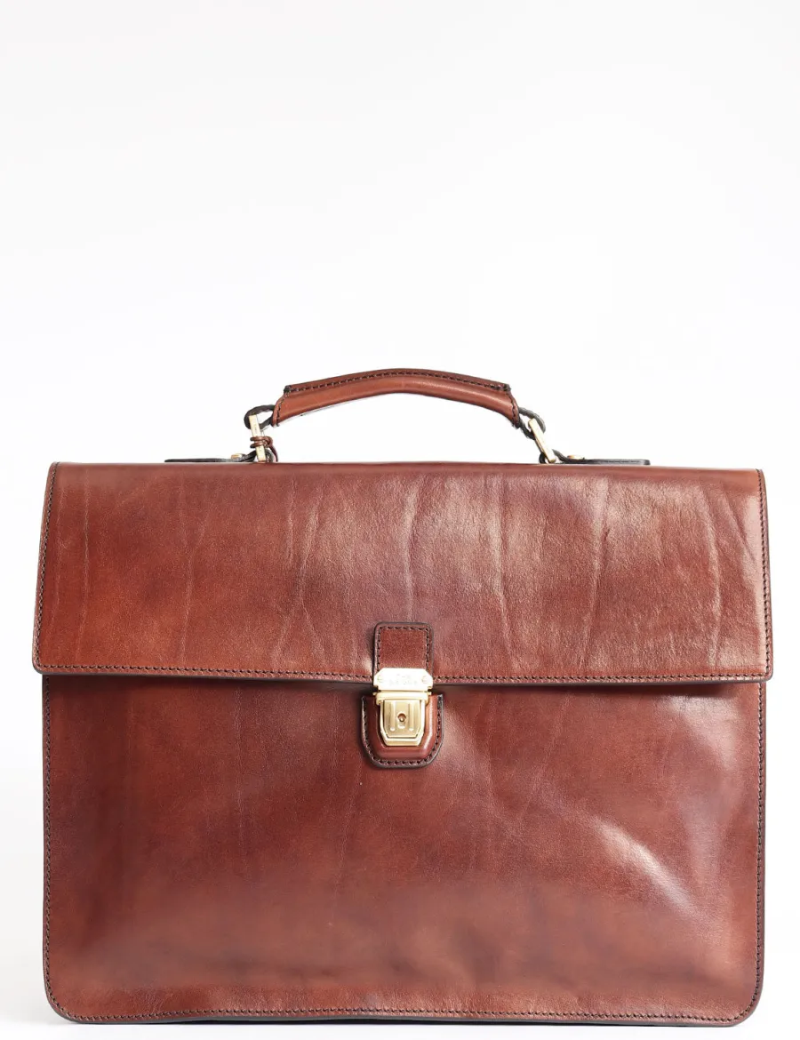 Cheap Scalia Group The Bridge Story Uomo Briefcase with Flap and Handle Cuoio