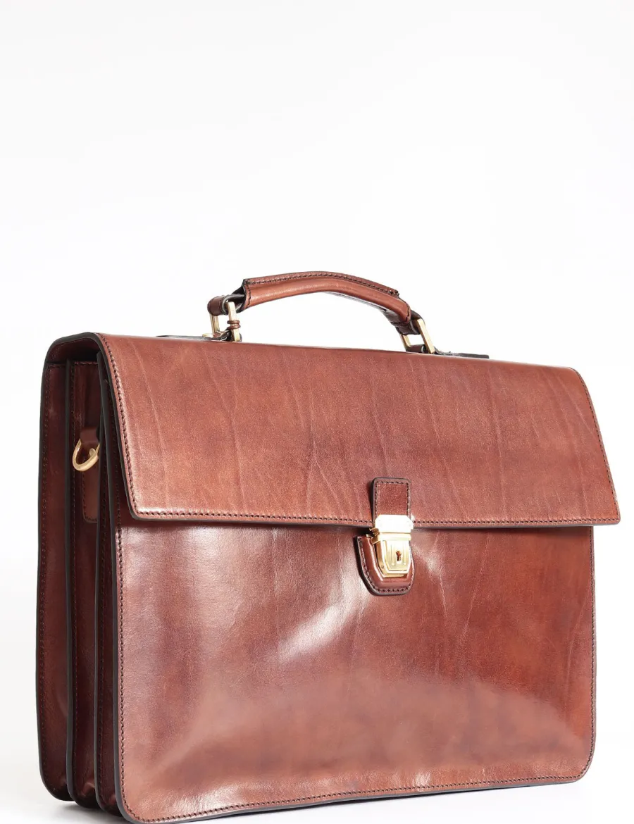 Cheap Scalia Group The Bridge Story Uomo Briefcase with Flap and Handle Cuoio