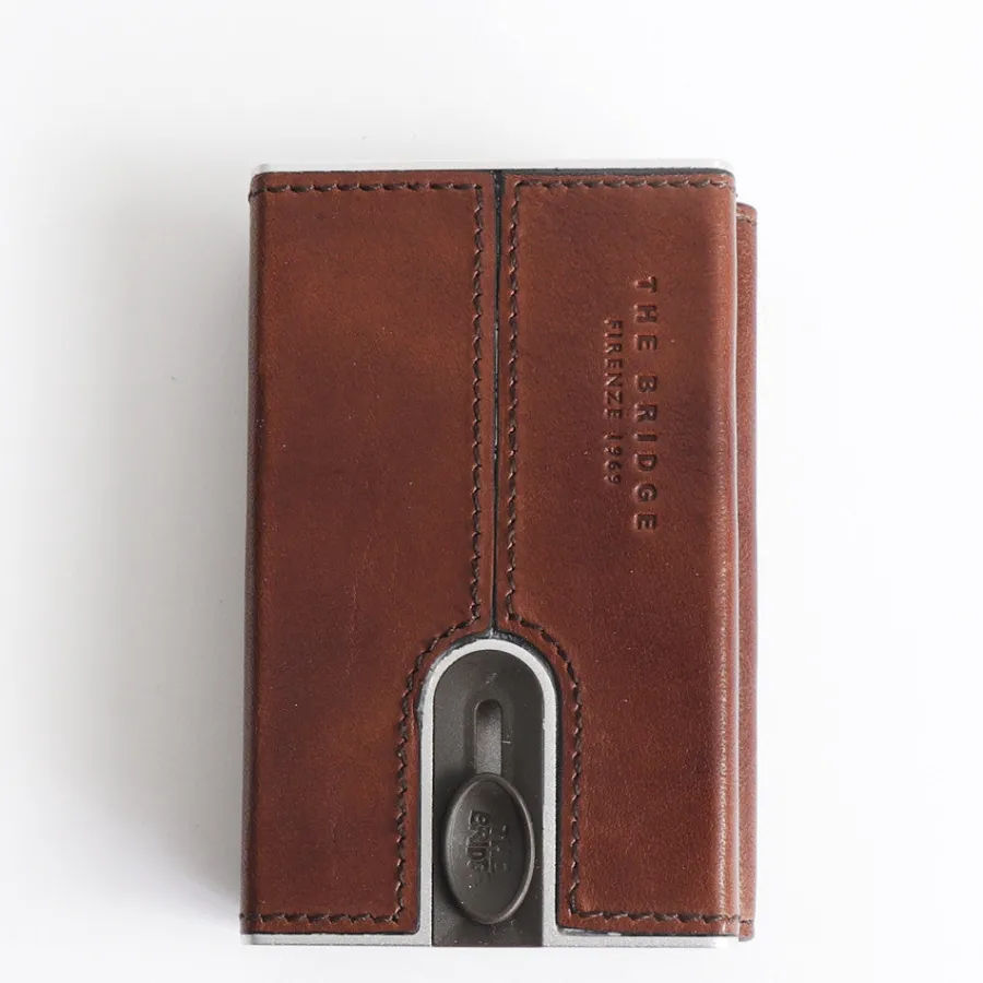 Outlet Scalia Group The Bridge Story Uomo Card Holder with Sliding System Marrone/Rutenioscuro