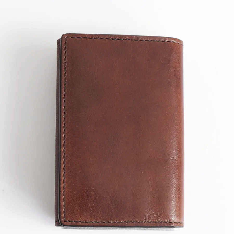 Outlet Scalia Group The Bridge Story Uomo Card Holder with Sliding System Marrone/Rutenioscuro