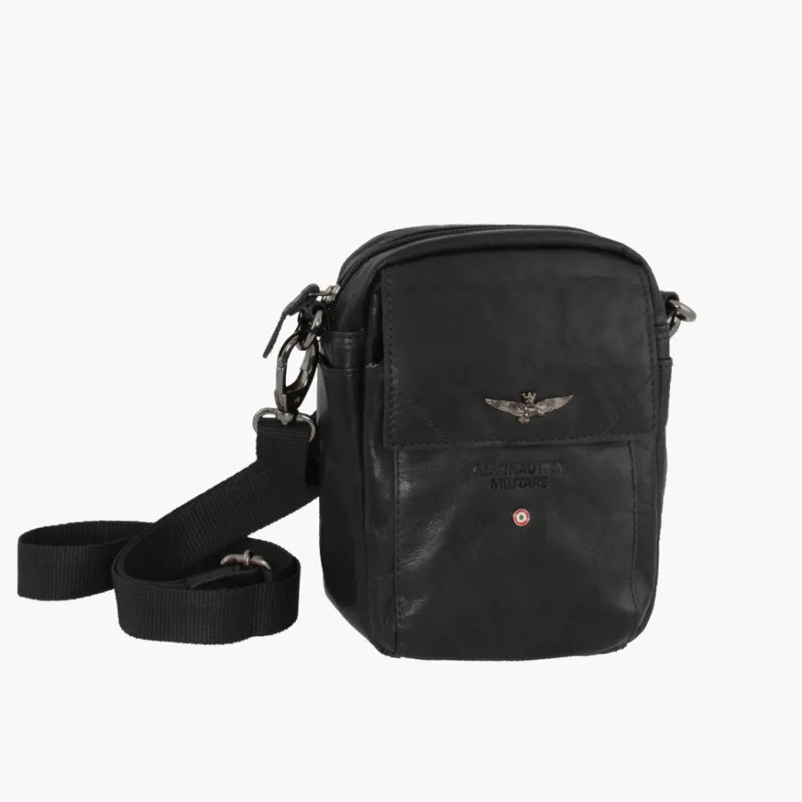 Outlet Scalia Group Vintage Aeronautica Militare Shoulder Bag in Real Leather Moro